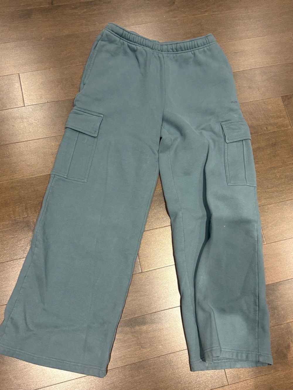 Aritza Cozyfleece Wide Leg Cargo Sweatpants in Dusty Teal